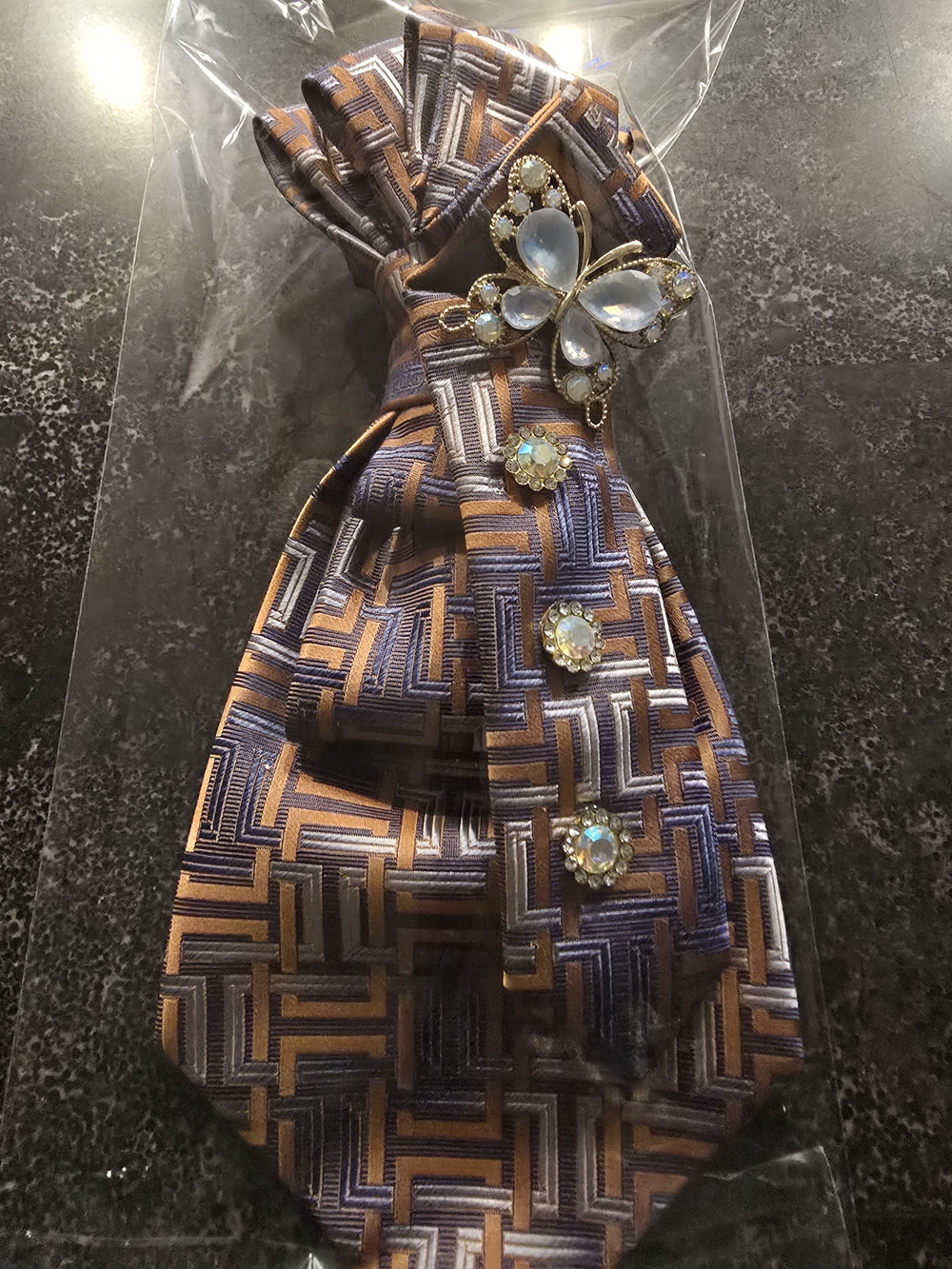 Women’s Fashion Neck Scarf with Butterfly Brooch - (Handcrafted)